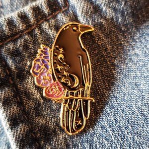 3/$20 pin sale!  Nevermore Raven Enamel Pin